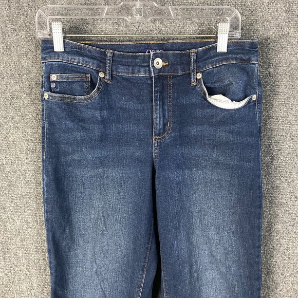 Chaps Mid Rise Crop Kick Jeans Women's Size 8/29 Denim Stretch Cotton Blend - Picture 2 of 10